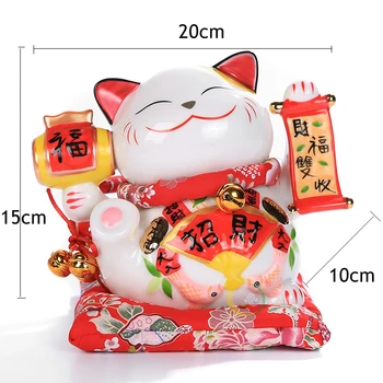 7 inch Ceramic Maneki Neko Cat Noroc Caseta de Bani Avere Cat Portelan Statuie pusculita