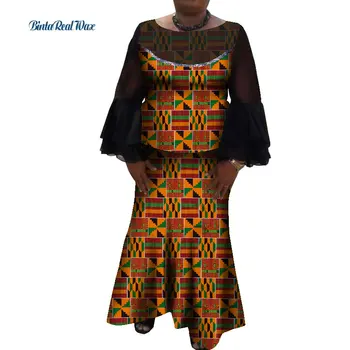 African Aplicatiile de Top și Fuste Seturi pentru Femei Bazin Riche Tradiționale Africane Femeile Petrecere de Îmbrăcăminte 2 Bucati Fuste Seturi WY8145