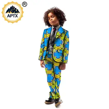 African Haine pentru Copii Bazin Riche Ankara Print Top Pantalonii și Haina Seturi pentru Băieți Copii Haine s204035