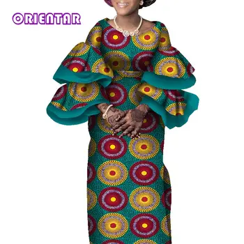 African Rochii pentru Femei Africane Ceara Print Flare Sleeve Halat Africaine Maxi Rochie Lady Lung Rochie de Petrecere Haine Africane WY7861