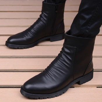 Anglia moda mens cizme motocicleta negru maro din piele pantofi domn chelsea boot in aer liber glezna botas zapatos mans