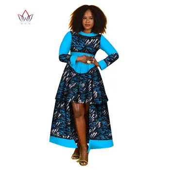 Bintarealwax Toamna Africa de Rochii pentru Femei Bazin Riche Elegante Femei din Africa de Îmbrăcăminte Lung Mâneci Plus Dimensiune Rochie Doamnă WY1828