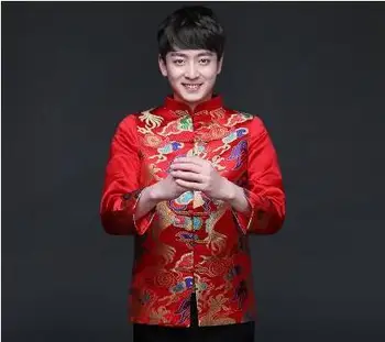 Bărbați tradiționale modelului Chinez rochie de Mireasă rochie de Oameni cheongsam Tang jacheta Tang Costum de Haine de Epocă sacou Pentru Chinezi de peste mări