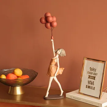 Creative Rășină Balon Fată Decor pentru Acasă Figura Sculptura Statuie Camera de zi Dormitor Desktop Ornament Ambarcațiuni Cadou de Ziua de nastere