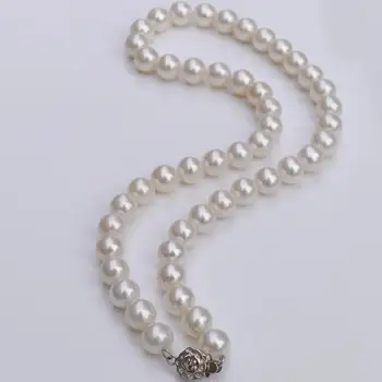De lux Autentice Perla 9-10mm lumină strălucitoare naturale pearl colier bijuterii fine