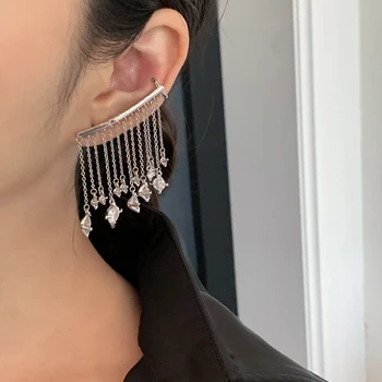 Design Original nișă integrat diamant lanț tassel personalizate ureche clip cercei bijuterii ureche de sex feminin