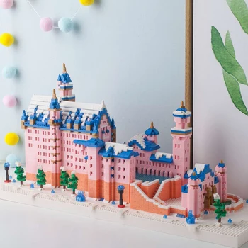Gransberry 2633 Lume Arhitectură Pink Swan Castel de Piatră, Copac Model Mini Diamond Blocuri Caramizi de Jucarie pentru Copii Kid Cadouri