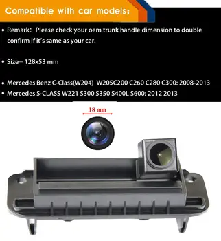 HD 1280x720p Reverse Camera cu Vedere în Spate pentru Mercedes-Benz C CLASS C180 C200 C260 C300 MB W204 S204 W205 S204 W212 Trurk Mâner