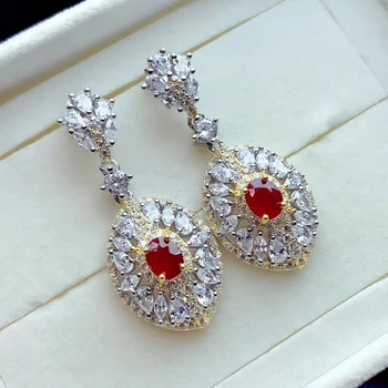 KJJEAXCMY bijuterii fine naturale rubin argint 925 populară fată cercei noi Știfturi de Ureche test de suport vânzare fierbinte