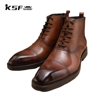 KSF PANTOFI Chelsea Lux Designer de Cizme Pantofi pentru Bărbați de Iarnă Adauga Catifea Manual de Birou din Piele de Munca Barbati Ghete Pantofi Originale