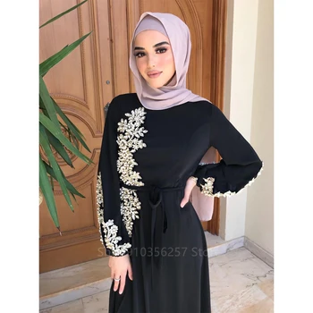 Noi Eid Mubarak Musulman Moda Stradă Maneca Islamic Îmbrăcăminte pentru Femei ștrasuri din Mărgele Abaya Rochie Dubai Turcia Cardigan Hijab Caftan