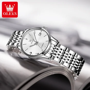 OLEVS Brand de Lux Femei Automată Ceasuri Mecanice din Oțel de Trupa Ceas de Ceas rezistent la apa Simplu Ceas Pentru Femei Cadou pentru Ceasuri