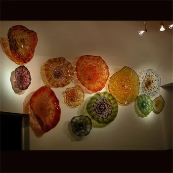 Petrecere de craciun Lutus Frunze Plăci de Perete de Arta Lumini cu LED-uri din Sticlă de Murano Placa