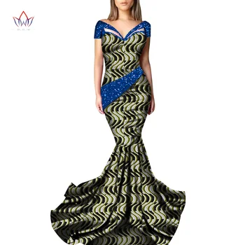 Rochii pentru femei 2021 nunta elegant Dashiki Africa de Îmbrăcăminte Ankara Halat de V gâtului Etaj lungime Plus Dimensiune Haine Femei WY5284