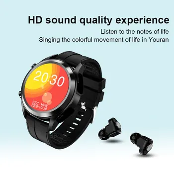 T10 Ceas Inteligent Bărbați Smartwatch Tws 2 In 1 HIFI Stereo setul cu Cască fără Fir Combo Telefon Bluetooth Pentru IOS Android
