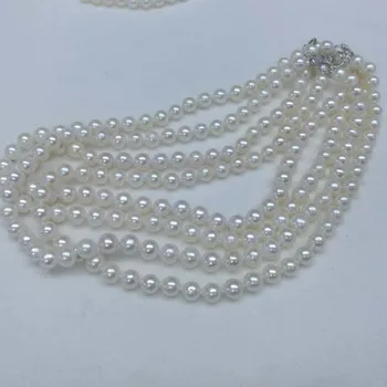 Uimitoare 8mm rotund alb adevarata perla colier s925 argint incuietoare