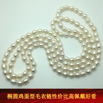 Vinde fierbinte 9-10 mm orez alb perla lanț pulover lung colier moda bijuterii