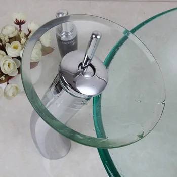 YANKSMART Sticla Pictate manual Toaletă Chiuvetă Baie Robinet Set Combina Alamă Cascada Mixer Robinet de Apă Combo Kit