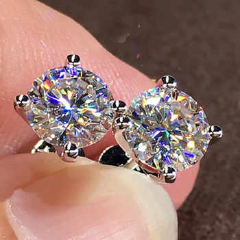 18K Aur Alb Cercei 2.4 6 Carate Aniversare de Nunta Petrecere de Logodnă Rotund DVVS Moissanite Diamant