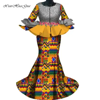 2 Bucăți Set Femeile Africane Fuste Set Africane Ceara de Imprimare Tradiționale de Îmbrăcăminte Ankara Fusta Costume Femei Haine Africane WY7125
