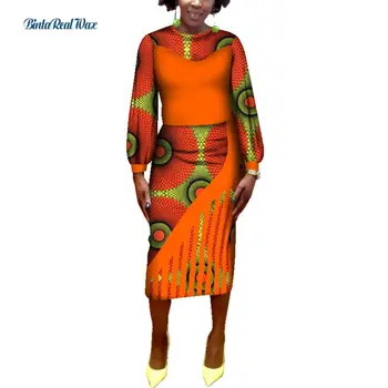 2019 din Africa de Imprimare Rochii pentru Femei Bazin Riche Mânecă Lungă Lanternă Mozaic Rochii Tradiționale Africane Stil de Îmbrăcăminte WY401