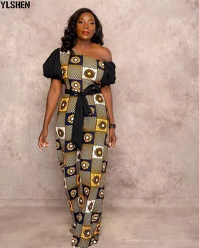 2020 Africa De Îmbrăcăminte Din Africa Rochii Pentru Femei Dashiki Stil African Haine De Moda De Imprimare Salopeta Sexy De Pe Umăr Salopete