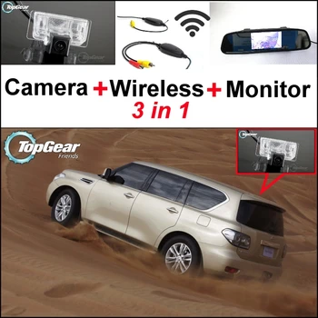 3 in1 Speciale din Spate Vedere aparat de Fotografiat + Receptor + Oglinda Monitoriza Ușor DIY Sistem de Parcare Pentru Nissan Patrol Royale 2010~