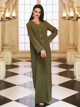 7019 Superbe Femei Diamond Marocan Hoody Stil Orientul Mijlociu Mână Cusute Abaya Musulman Rochie cu Caftan Hijab Halat de Partid Rochie