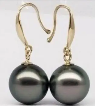 AAA 9-10mm rotund tahitian black pearl cercei legăna stil