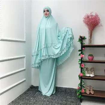 Abaya Musulman Set Complet Acoperi Femei Ramadan Islamic Rugăciune Îmbrăcăminte Dantela Aeriene Mare Khimar Fusta Arabe Orientul Mijlociu Costume Hijab