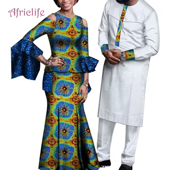 African Doua Pc-Costum pentru Femei și Bărbați Pereche de Potrivire Set Petrecere de Seara, Haine de Tradiție Tinutele de Nunta WYQ704
