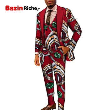 African Rochii Bărbați 3 Buc Costum Haina, Vesta Pantaloni de Moda Populare Set Plus Dimensiune Personalizat Privat de sex Masculin Nunta Blazer Seturi WYN1121