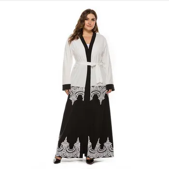 Arabă Abaya Musulman Dantela Mozaic Deschide Kimono Middle East Dubai Caftan Femei Maxi Halat Rochia Ramadan Cardigan Petrecere De Seara Plus