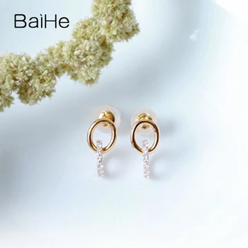 BAIHE Solid 14K Galben/Roz/Aur Alb SEC/SI Diamante Naturale Cercei Femei de Nunta la Modă Amendă de Luare de Bijuterii Cercei Stud Fata