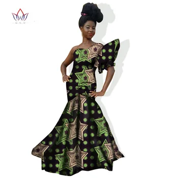 Bintarealwax Femeie Africană Rochie Lunga Eleglant Rochii Africane tradiționale de Imprimare Ceara Femei Îmbrăcăminte Dashiki Rochie de Petrecere WY874