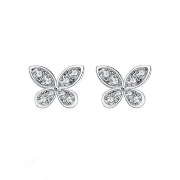 BOEYCJR Argint 925 Fluture de apă dulce pearl ct 0.4 D culoare Moissanite VVS Bijuterii Fine de Diamant Cercei Stud pentru Femei
