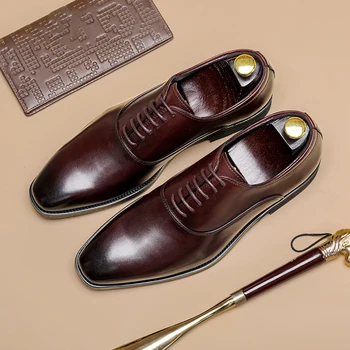 Brogue Derby Negru Formale Mirele Rochie de cel Mai bun Barbati Pantofi de Designer Originale din Piele Pantofi de Epocă pentru Bărbați