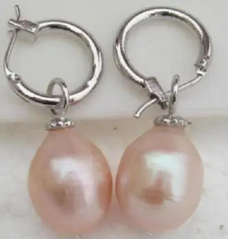 Bun preț Engros MARE 11-13 mm Mării de Sud roz natural Drop Perla Cercei cârlig 925silver