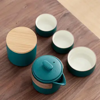 Ceramica Set De Ceai Japonez Stil Simplu De Călătorie Teaset Kung Fu Ceașcă De Ceai Puer Chinezesc Oolong Ceainic Tămâie Drum De Suveniruri Teaware