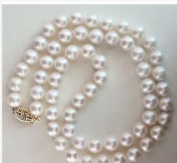 Classic9-10mm marea de sud rotund alb colier de perle de 18inch>de Vânzare jewerly transport gratuit