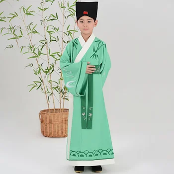 Copiii de Imprimare de Bambus din China Halat de Băiat de Dans Tradițional Costum de sex Masculin Vechi Student Îmbrăcăminte Handu Haine Tang Tinuta