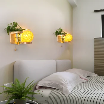 Creative Verde Ghiveci de Perete de Lumină Decor Acasă Lămpi Pentru Dormitor, Sufragerie, Balcon LED Lampă de Perete din Lemn E27 Iluminat Interior