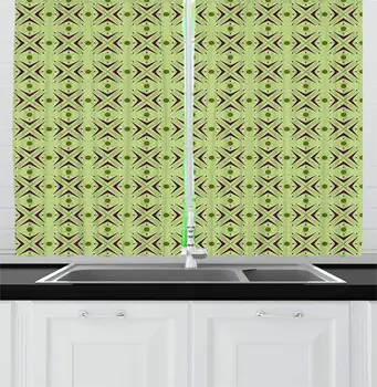 Draperii Perdele pentru Atomice Bucătărie Cafenele cu Bumerang Detalii și Linii Încrucișate