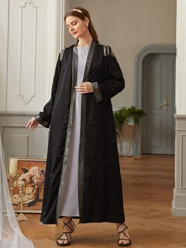 Dubai Margele Insigna de protecție Solară Subțire Musulman kimono Robe syari de sex feminin plin lungime cardigan Musulman abaya Serviciu de Închinare abaya F1902