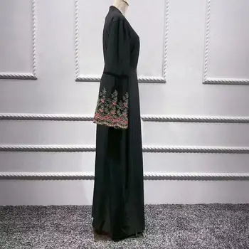 Dubai Open Cardigan Femei Rochie Lunga Musulman Ramadan Broderie Dantelă Abaya Caftan Halat Islamic Maneca Lunga Rochie Maxi Rochie Kimono