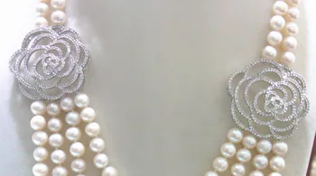 En-gros de înaltă calitate, design frumos, natural AA 8-9mm alb de apă dulce colier de perle