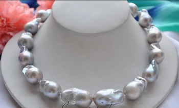 Frumoasă Femei Frumoase e Nunta MARE 20mm picurare gri real south sea shell colier de perle și Pietre prețioase informații de MARE