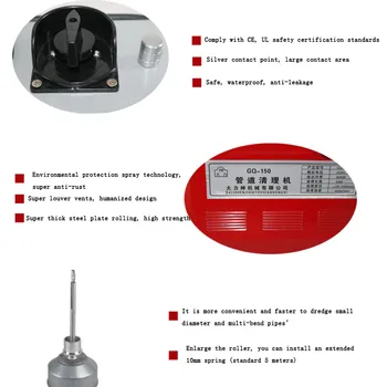 GQ-150 Electric Conducta Draga Mașină Profesională de uz Casnic de Canalizare Instrument Automat de Toaletă Pardoseală de Dragare