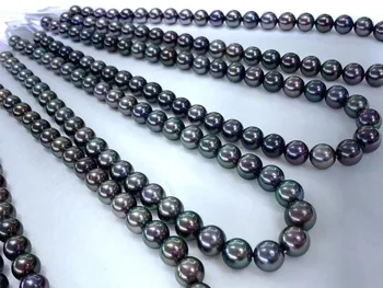 HENGSHENG 2021 New Sosire 8-11mm Tahitain Negru Colier de Perle,Defect Mic Rotund Culoare Orbitor de Bijuterii Cadouri Pentru Femei