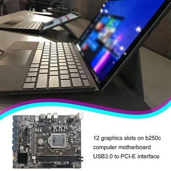 HOT-B250C Miniere Placa de baza cu 4PIN pentru Cablu SATA+Cablu de Switch 12 PCIE pentru USB3.0 GPU Slot LGA1151 Suport DDR4 RAM